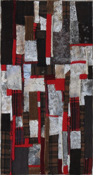 sans titre - tissus et papier d'alu, cuir - Maurice Robert