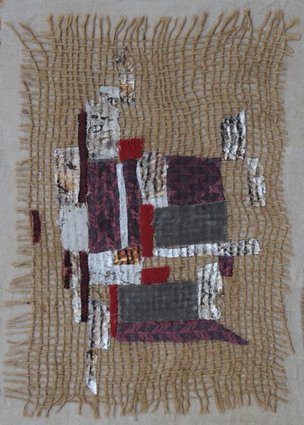 sans titre - tissus, papier d'alu, jute - Maurice Robert